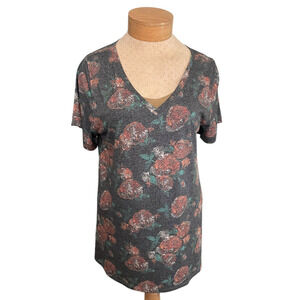 LuLaRoe Women’s Floral Tunic Top XL V-Neck Short Sleeve Lightweight Casual Shirt